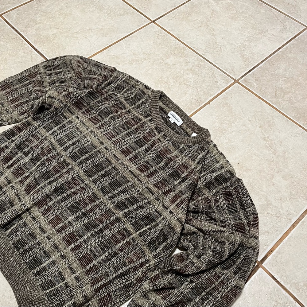 Vtg Joseph & Feiss Textured Knit Pullover Sweater Neutral Fair Isle Pattern